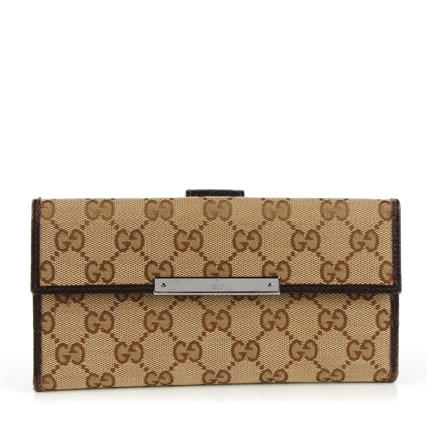 Monogram Metal Bar Continental Flap Wallet Beige Ebony Dark Brown