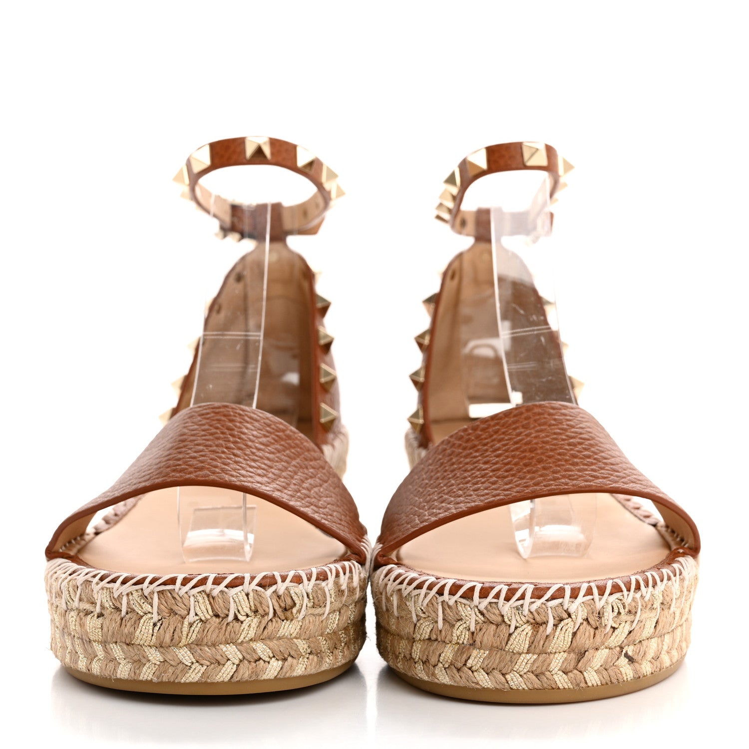 Valentino Garavani Grained Calfskin Rockstud Ankle Strap Espadrille 30/55mm Wedge Sandals 37 Selleria 3 of 12