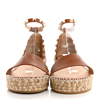 Valentino Garavani Grained Calfskin Rockstud Ankle Strap Espadrille 30/55mm Wedge Sandals 37 Selleria 3 of 12