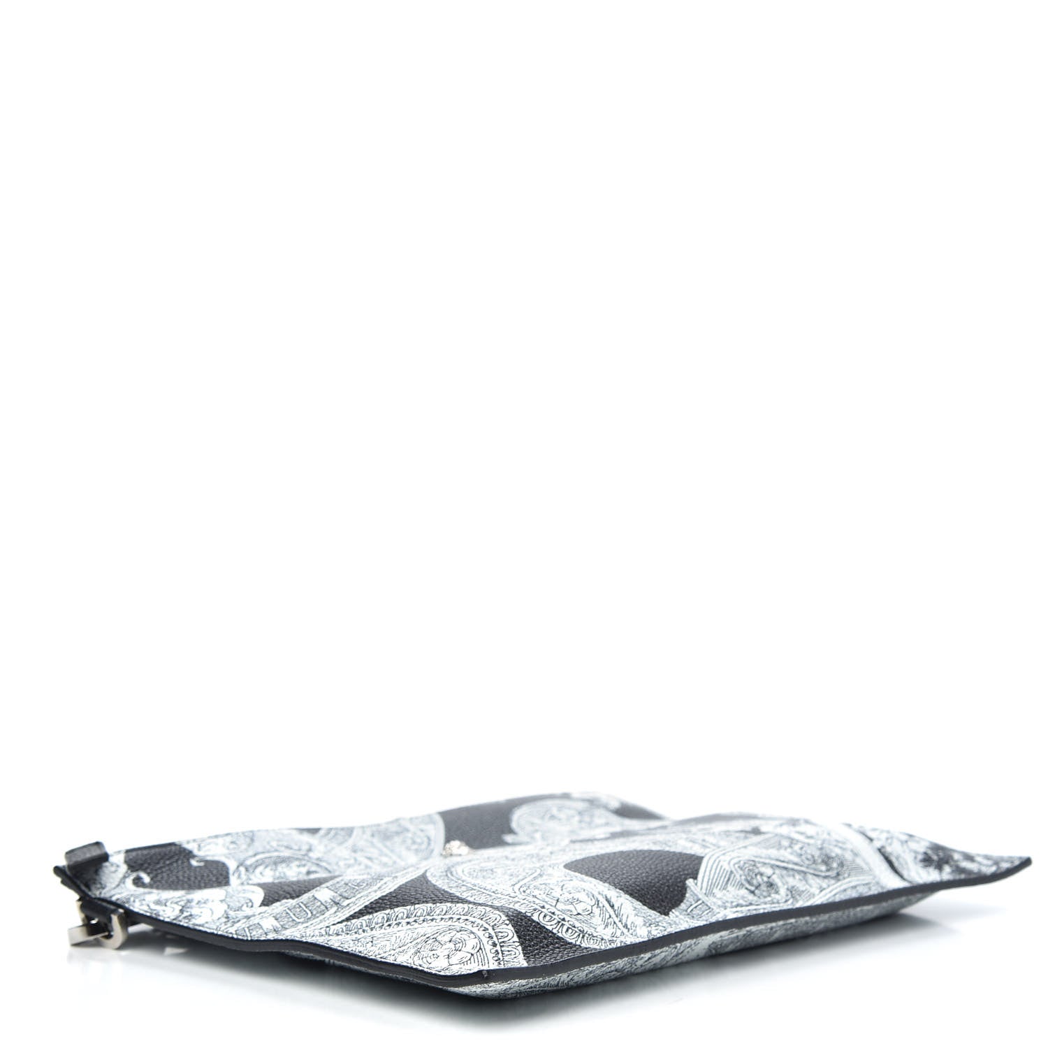 Versace Grained Calfskin Large Baroccoflage Wristlet Pouch Black White 4 of 8