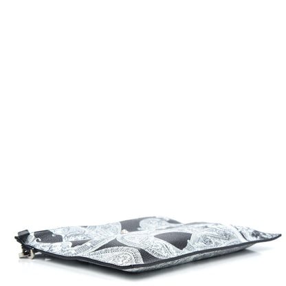 Versace Grained Calfskin Large Baroccoflage Wristlet Pouch Black White 4 of 8