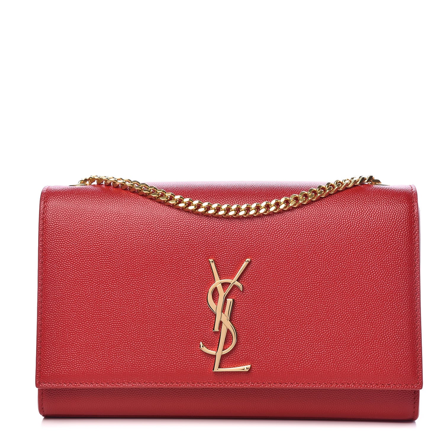 Saint Laurent Grain De Poudre Medium Monogram Kate Satchel Red 1 of 10