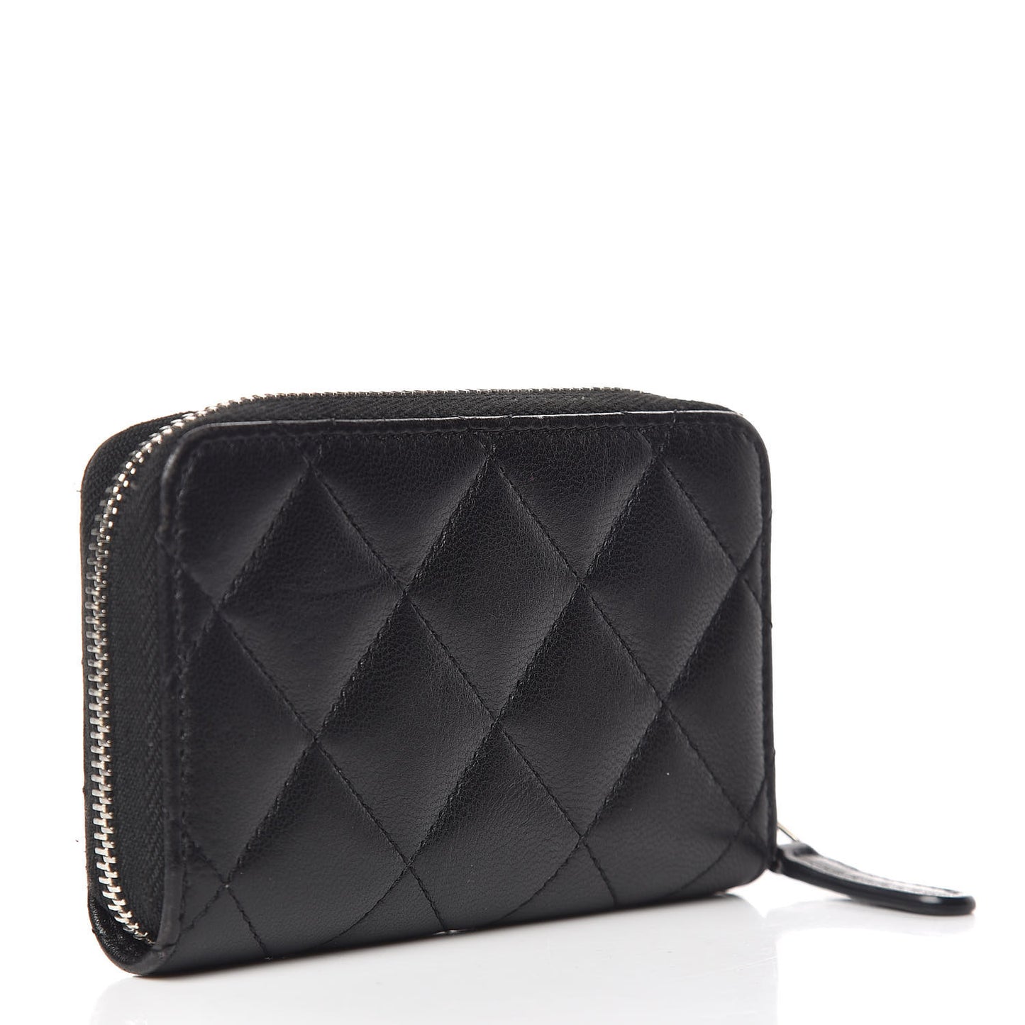 Lambskin Quilted Zip Coin Purse Black