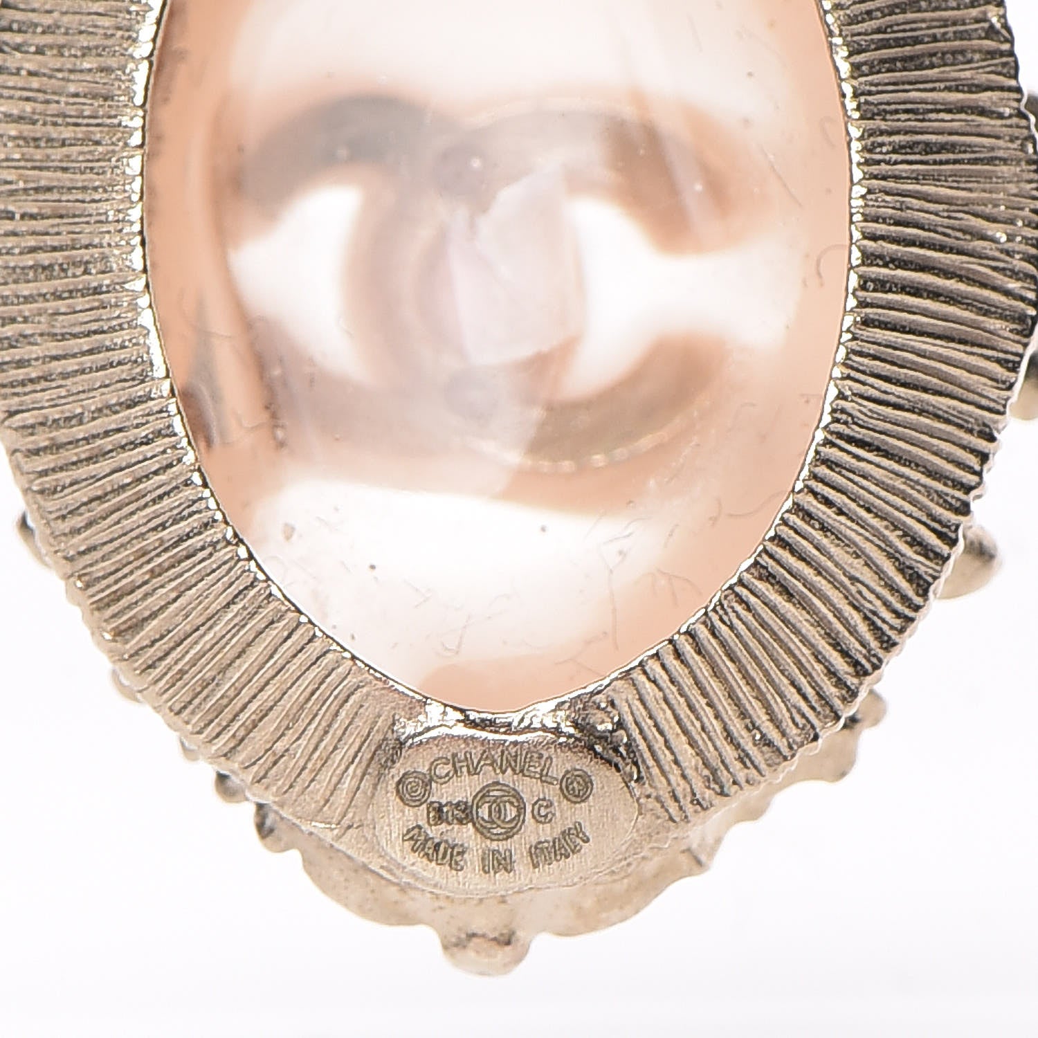 Chanel Resin CC Medallion Pendant Necklace Gold Pink 5 of 7