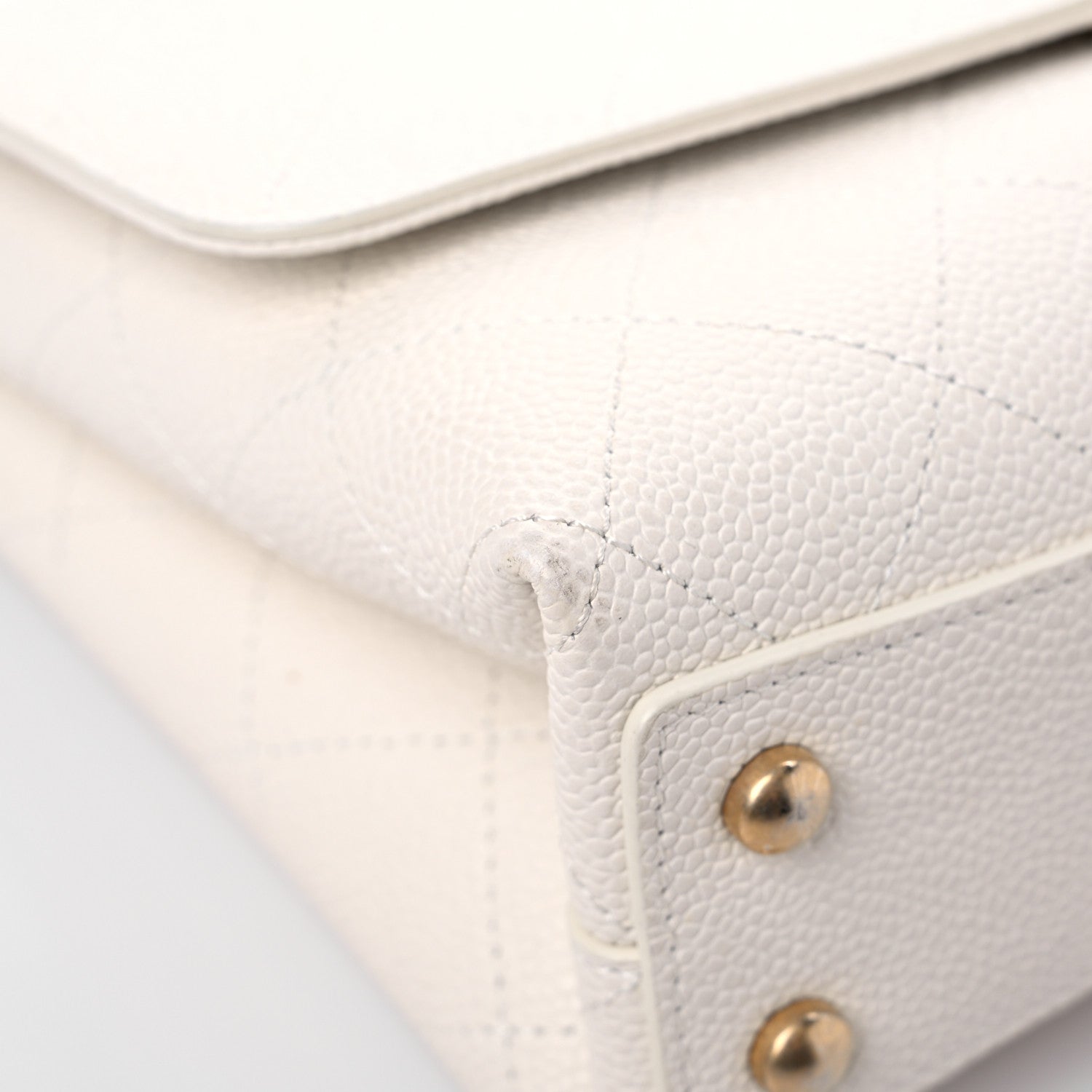 Chanel Caviar Diamond Stitched Small Top Handle Flap White 8 of 18
