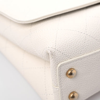 Chanel Caviar Diamond Stitched Small Top Handle Flap White 8 of 18