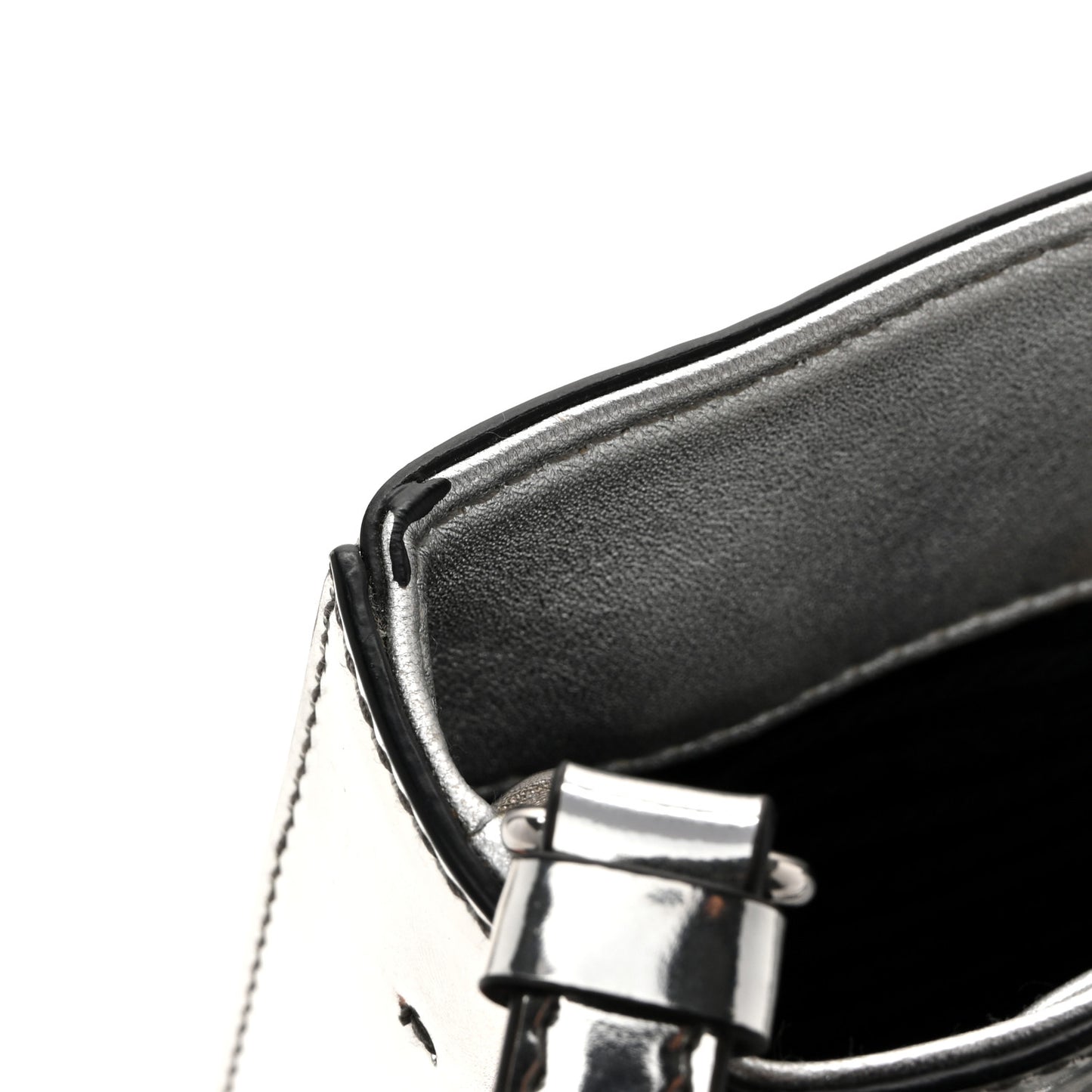 Spazzolato Triangle Small Double Handle Crossbody Tote Argento