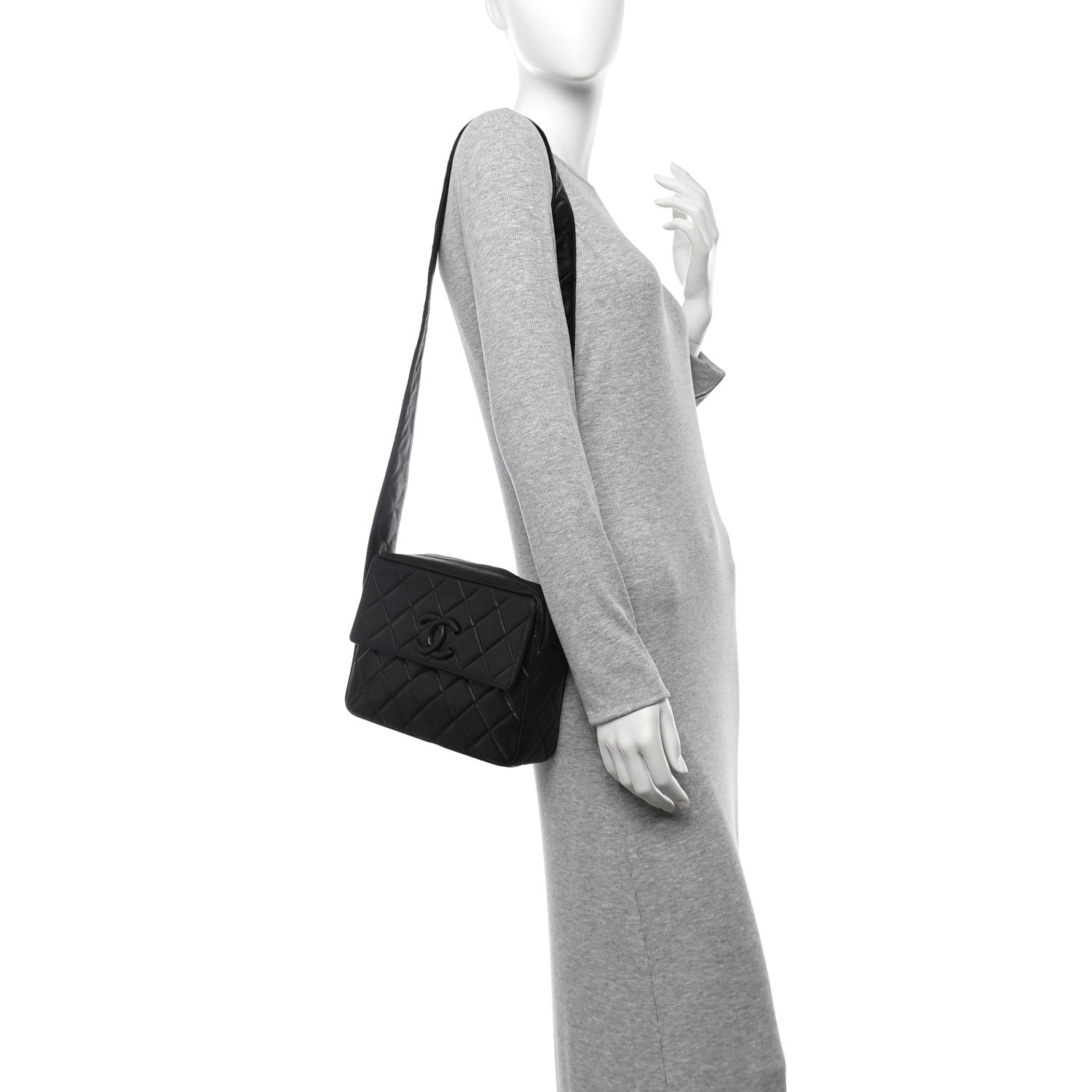 Chanel Lambskin Quilted Tassel Flap Camera Case Black 2 of 12