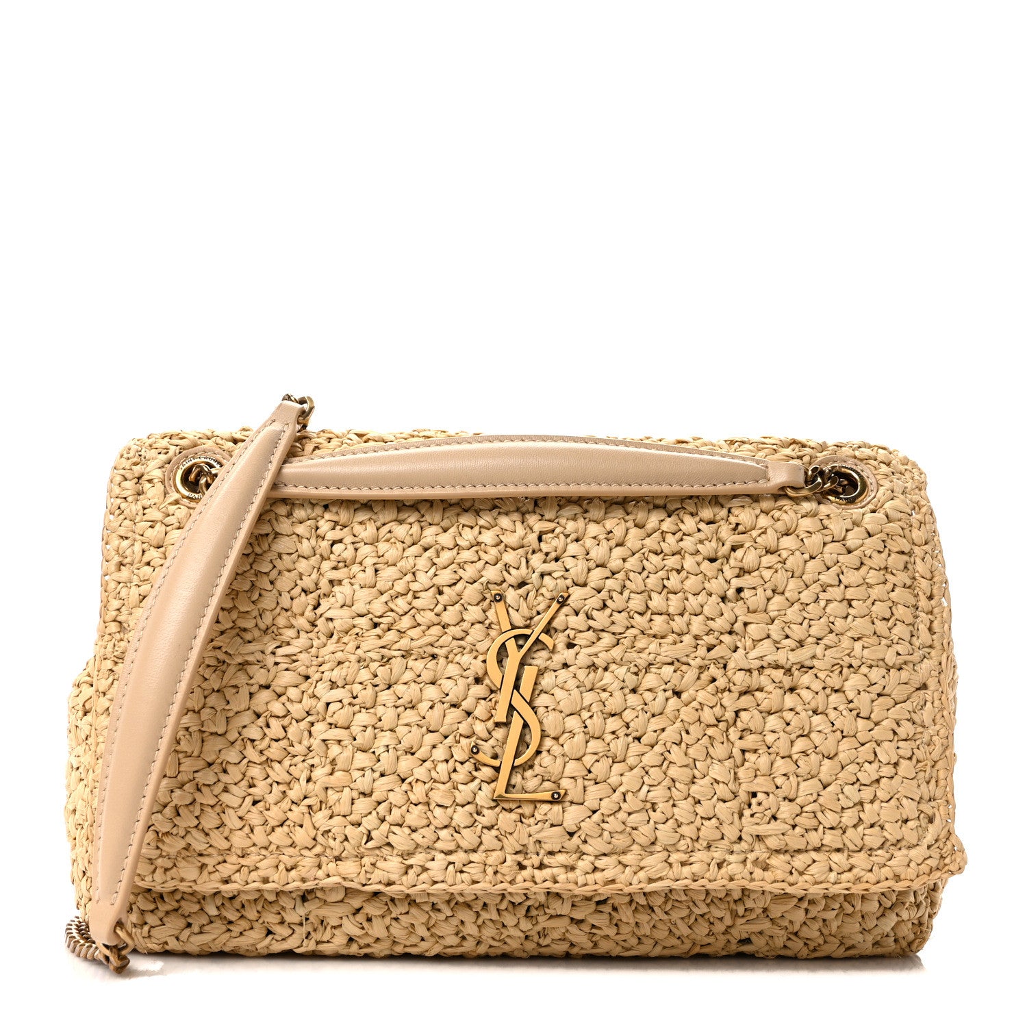 Saint Laurent Raffia Monogram Medium Jamie Natural Avorio 1466998 ...