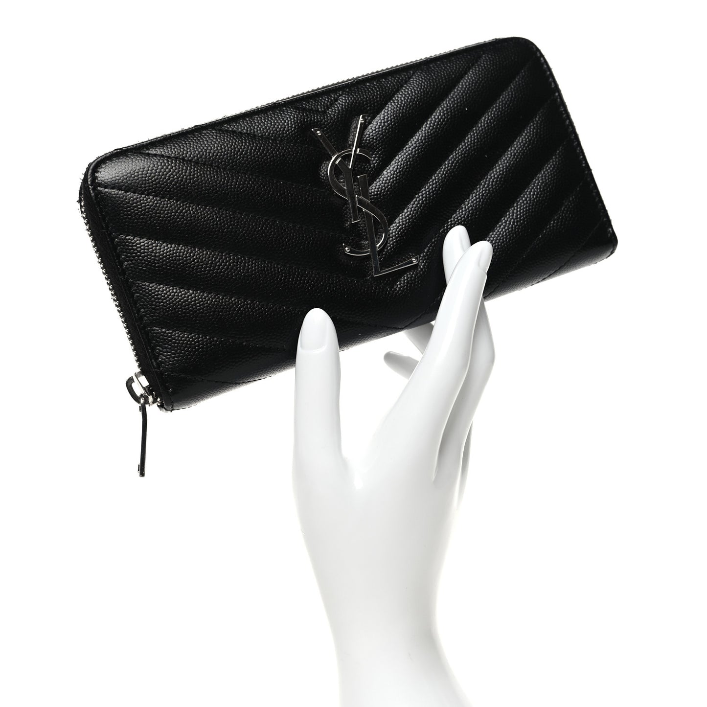 Grain De Poudre Matelasse Chevron Monogram Zip Around Wallet Black