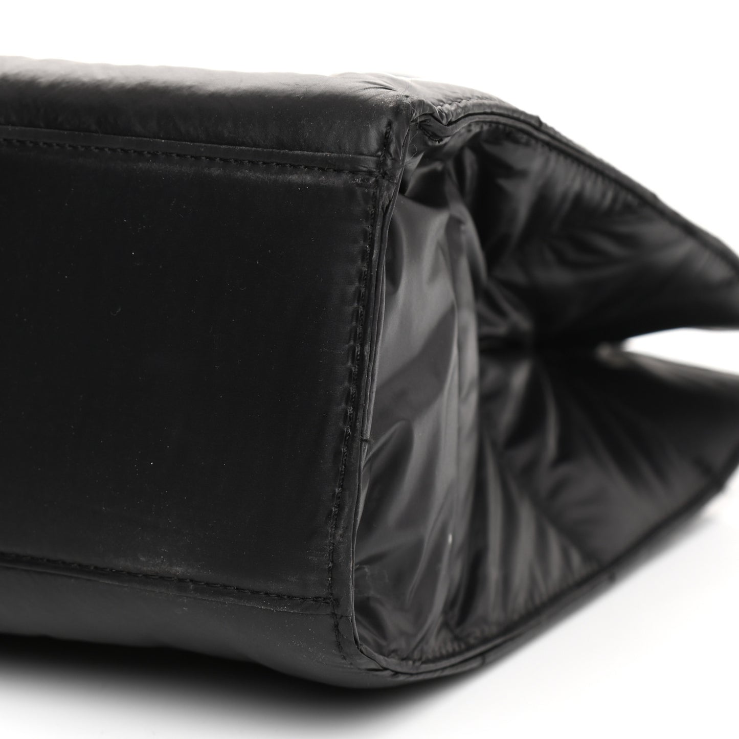 Nylon Medium Puff Shopping Bag Black