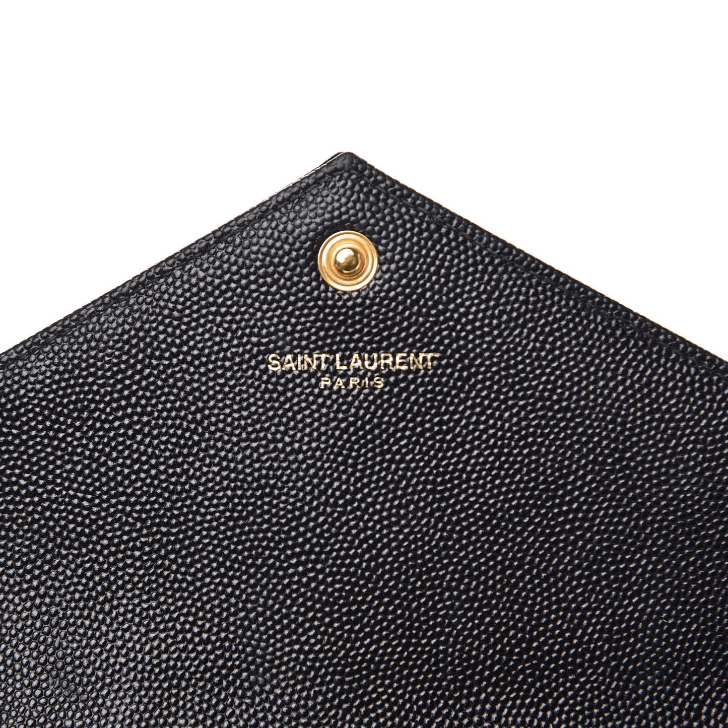 Grain De Poudre Matelasse Chevron Monogram Envelope Chain Wallet Black