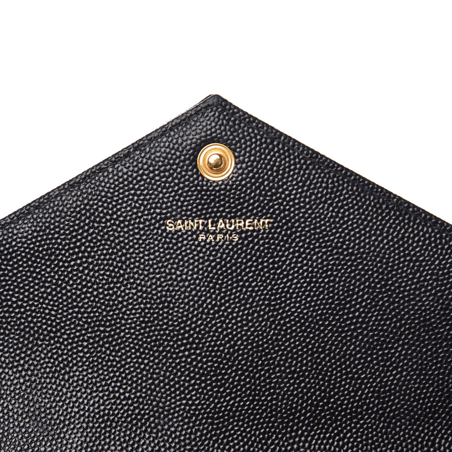 Saint Laurent Grain De Poudre Matelasse Chevron Monogram Envelope Chain Wallet Black 6 of 9
