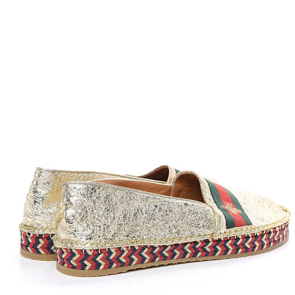 Gucci Galassia Web Bee Embroidered Espadrilles 40 Platino 4 of 8