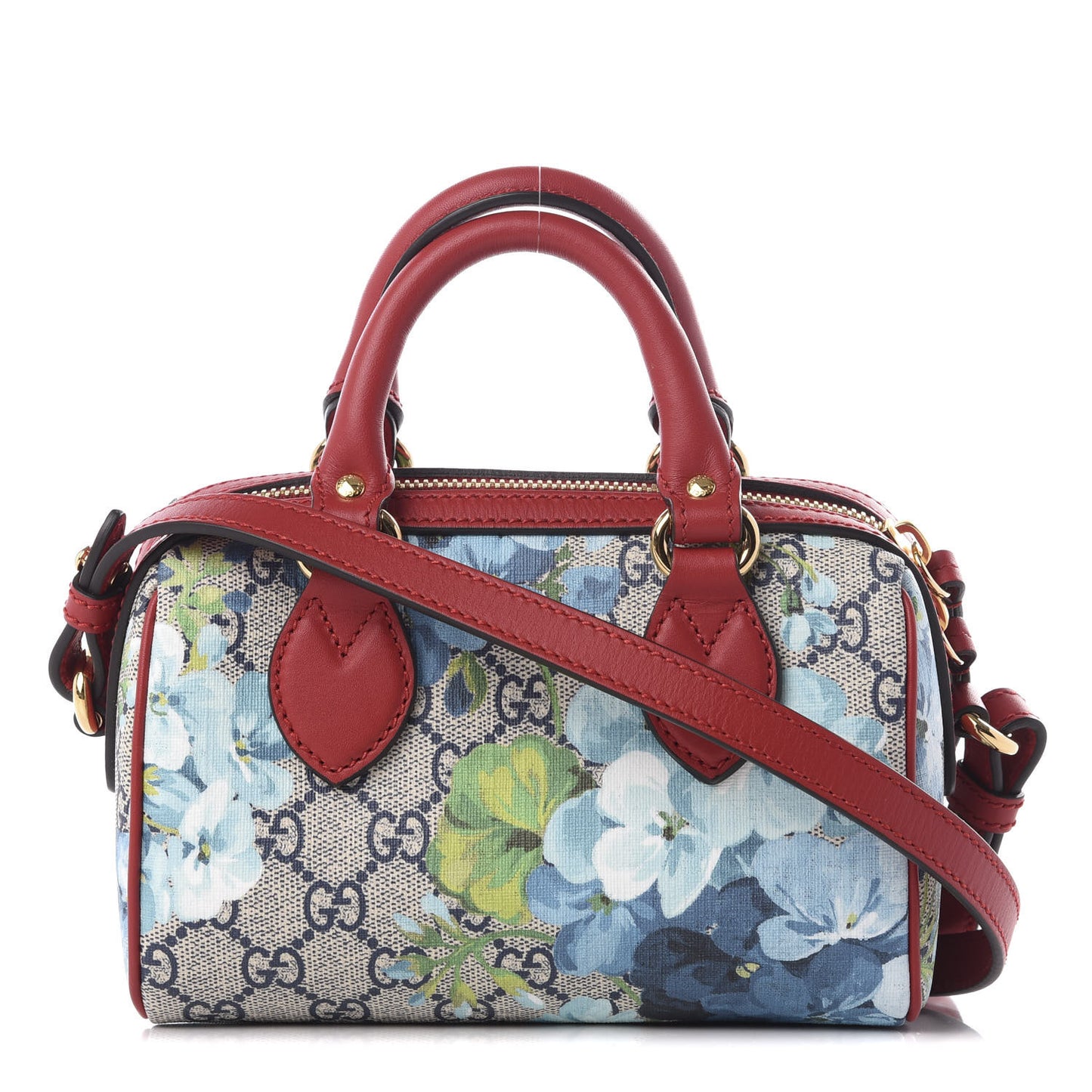 GG Supreme Monogram Blooms Mini Boston Navy Blue Hibiscus