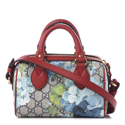 Gucci GG Supreme Monogram Blooms Mini Boston Navy Blue Hibiscus 1 of 9