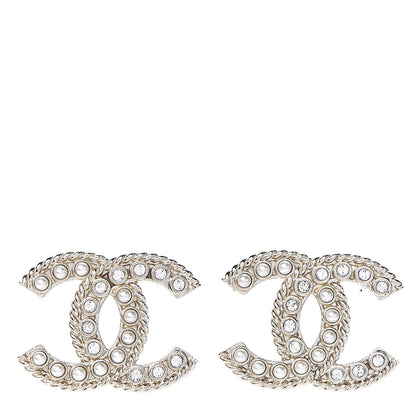 Chanel Pearl Crystal April In Paris CC Earrings Light Gold 1 of 5