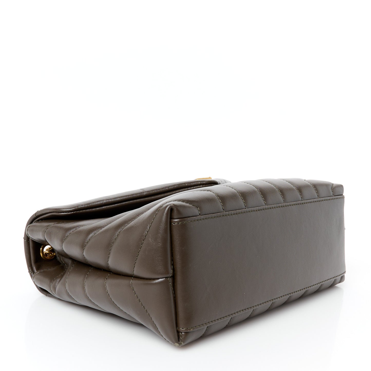 Calfskin Y Quilted Monogram Small Loulou Chain Satchel Soil Brown