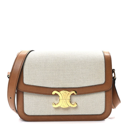 Celine Canvas Calfskin Triomphe Medium Triomphe Bag Natural Tan 1 of 10