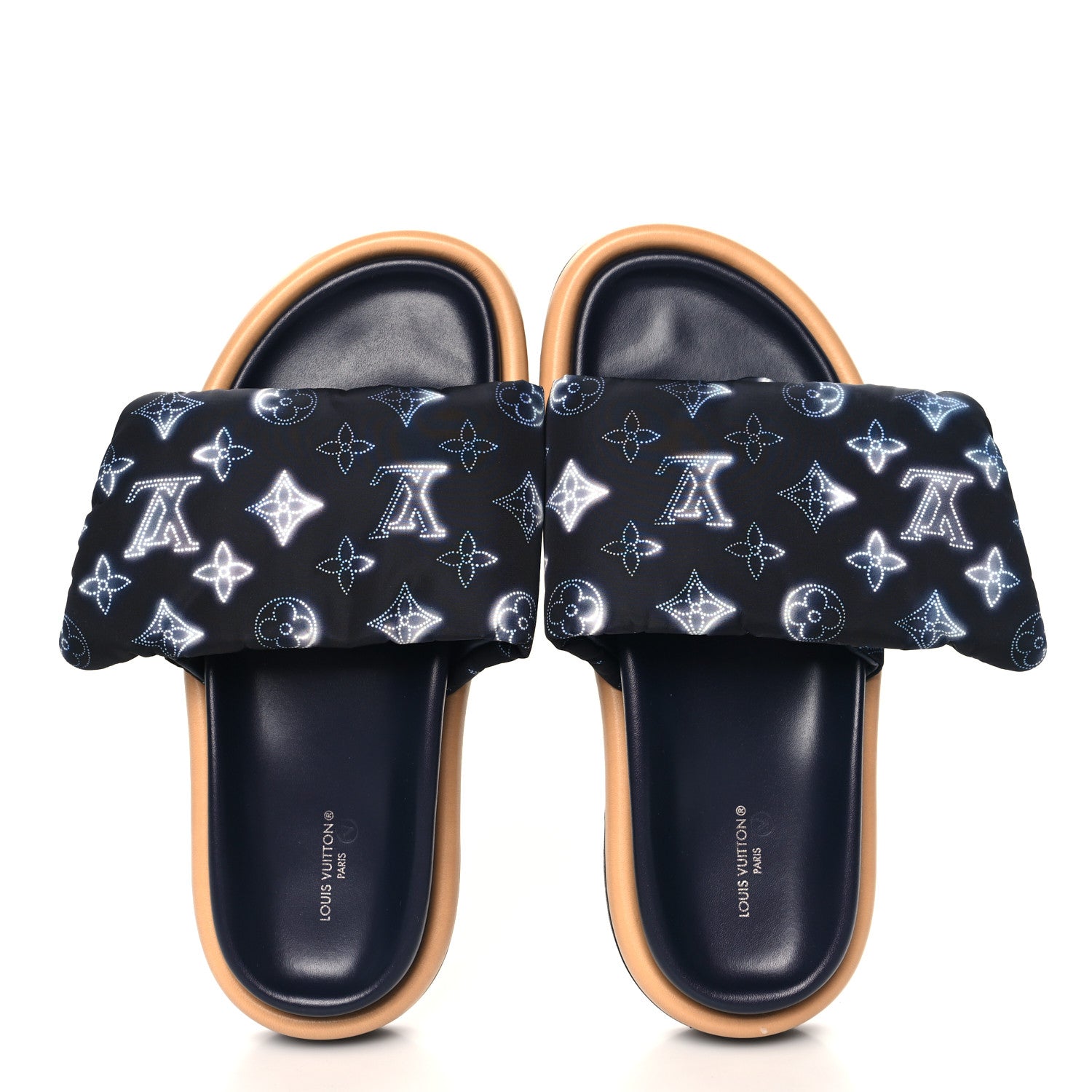 Louis Vuitton Nylon Monogram Womens Pool Pillow Comfort Mules 39 Navy Blue 2 of 9