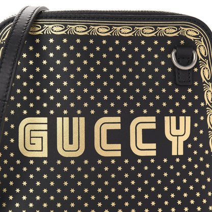 Gucci X SEGA Calfskin GUCCY Stars Mini Dome Shoulder Bag Black Gold 10 of 10