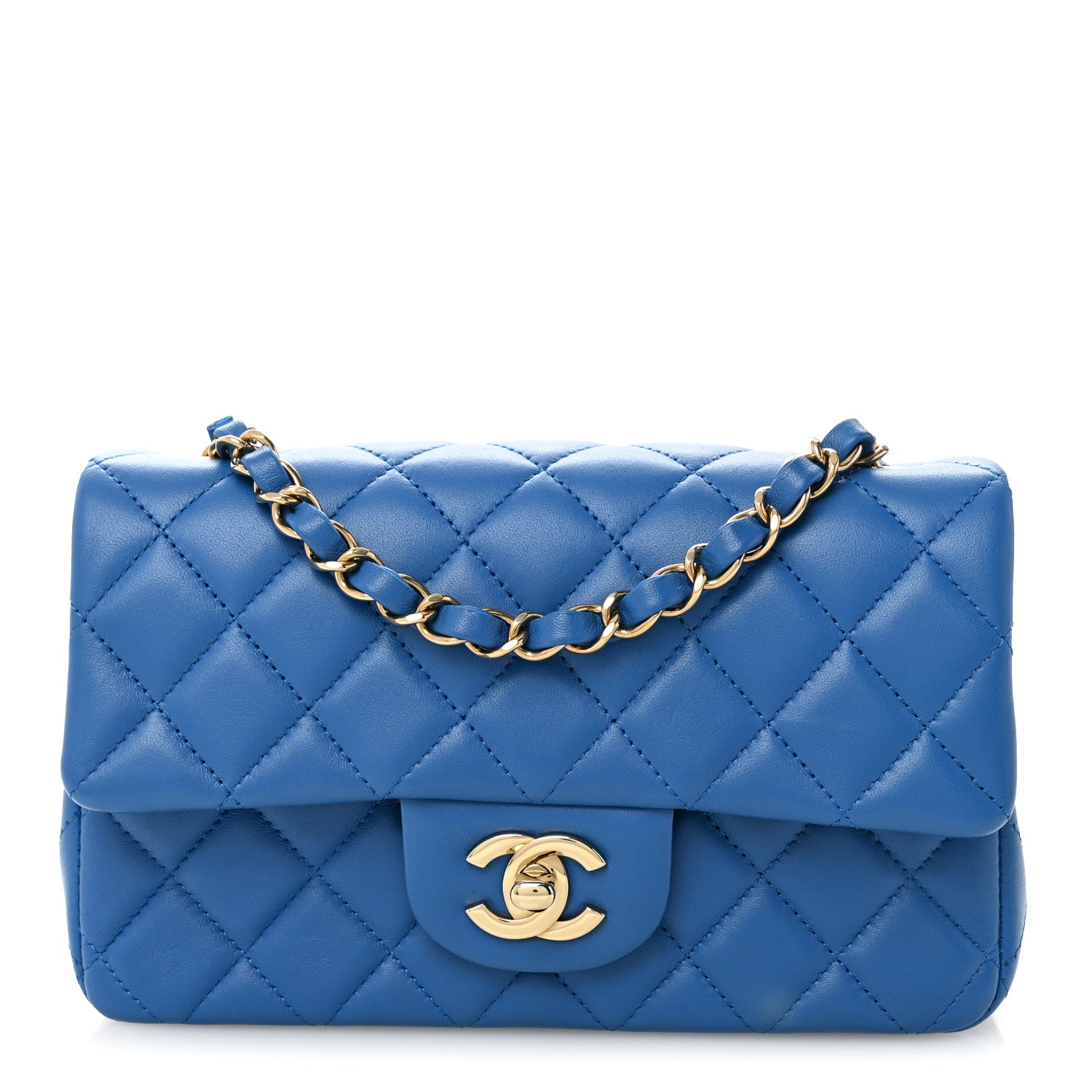 Chanel Lambskin Quilted Mini Rectangular Flap Blue 1 of 10