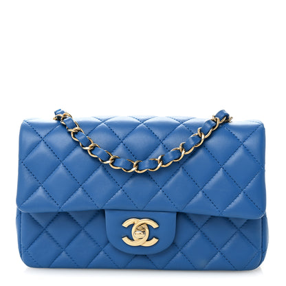 Chanel Lambskin Quilted Mini Rectangular Flap Blue 1 of 10