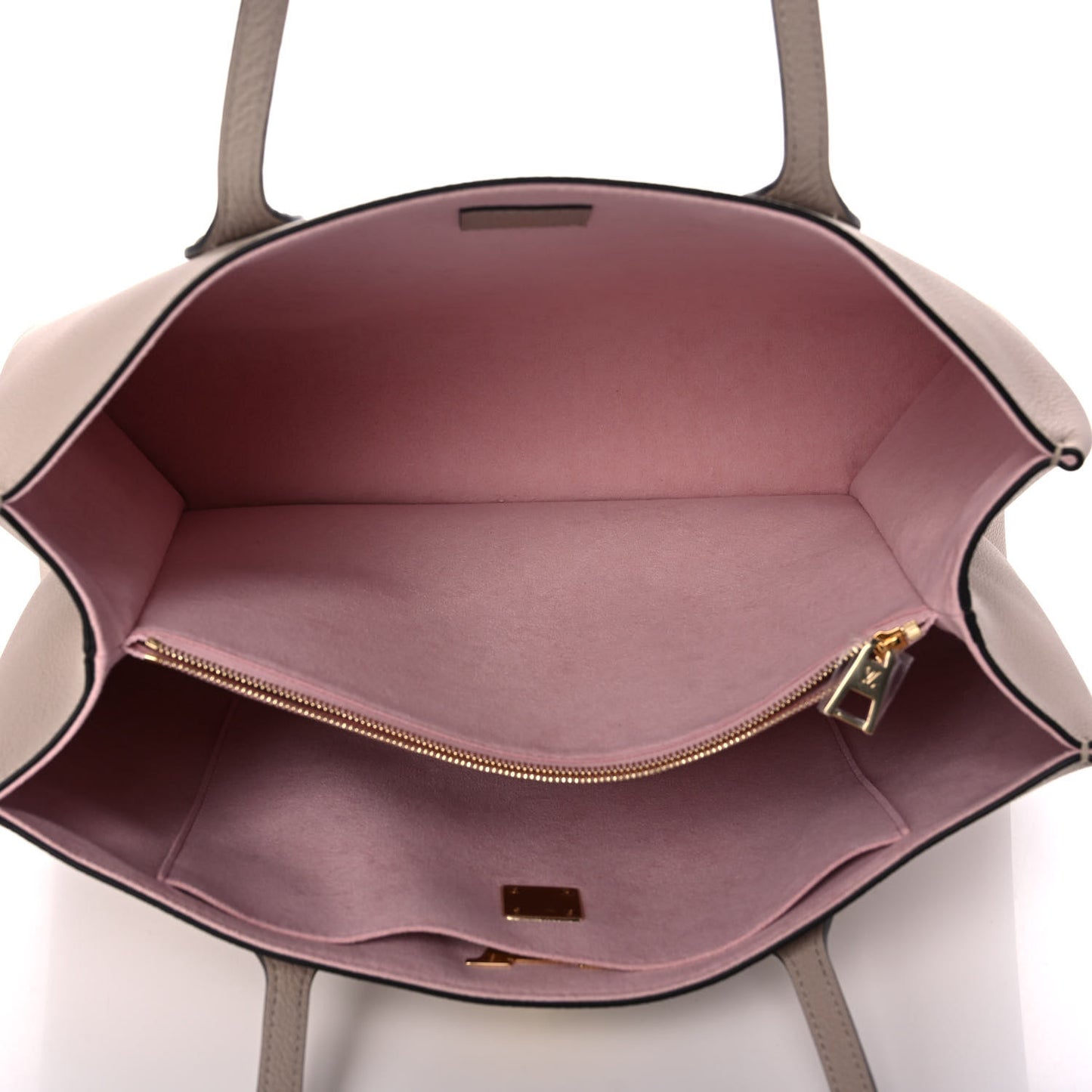 Grained Calfskin Lockme Shopper Greige