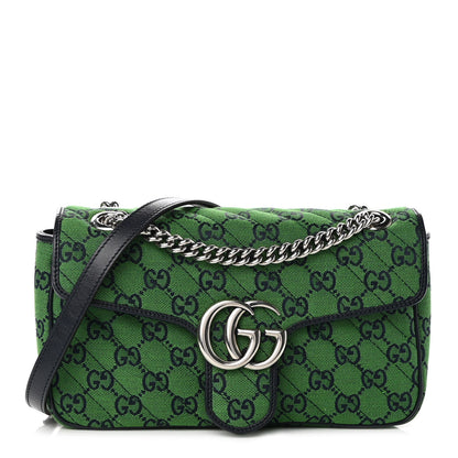 Gucci Monogram Multicolor Matelasse Diagonal Small GG Marmont Shoulder Bag Green Blue 1 of 9
