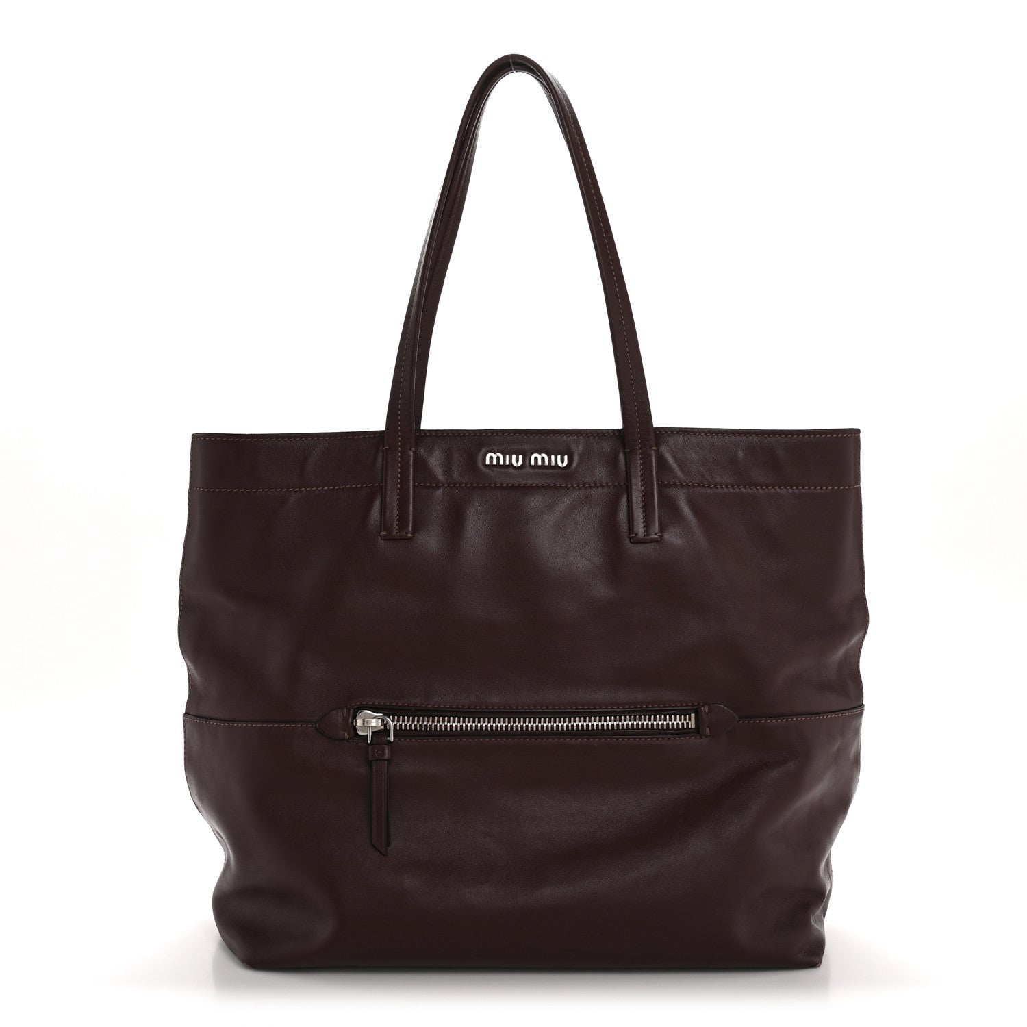Miu Miu Vitello Soft Shopping Tote Burgundy 1 of 16