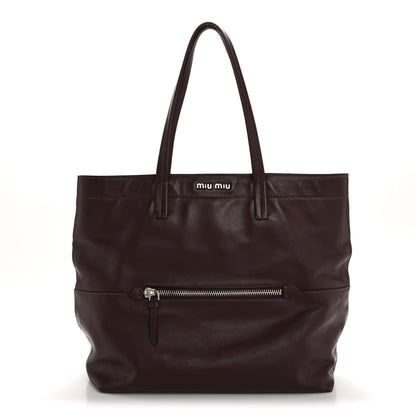 Miu Miu Vitello Soft Shopping Tote Burgundy 1 of 16