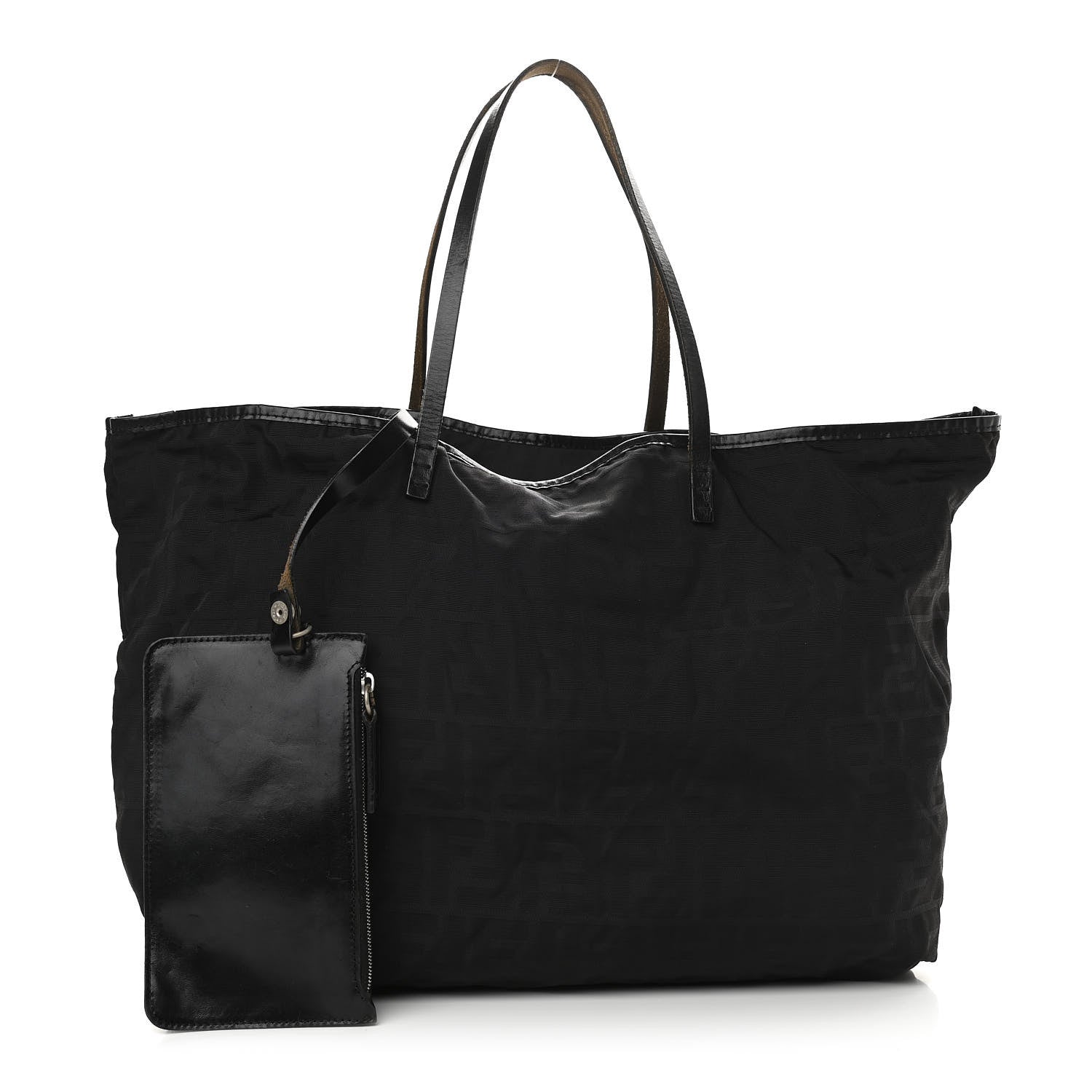 Fendi Nylon Zucca Medium Roll Tote Black 1 of 15