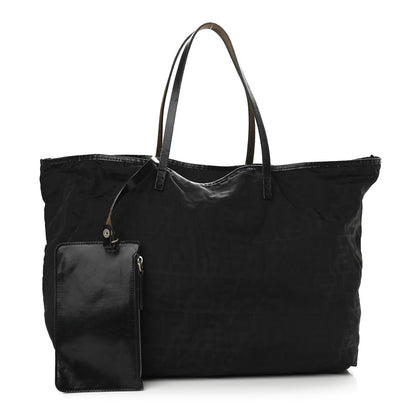 Fendi Nylon Zucca Medium Roll Tote Black 1 of 15