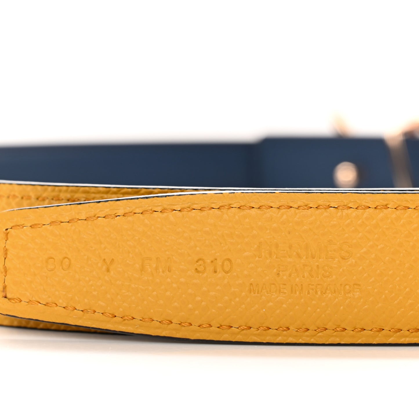 Swift Epsom 24mm H Cursives Belt 80 32 Jaune Ambre Bleu Saphir