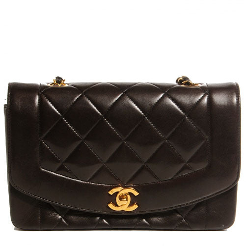 Lambskin Quilted Small Flap Brown