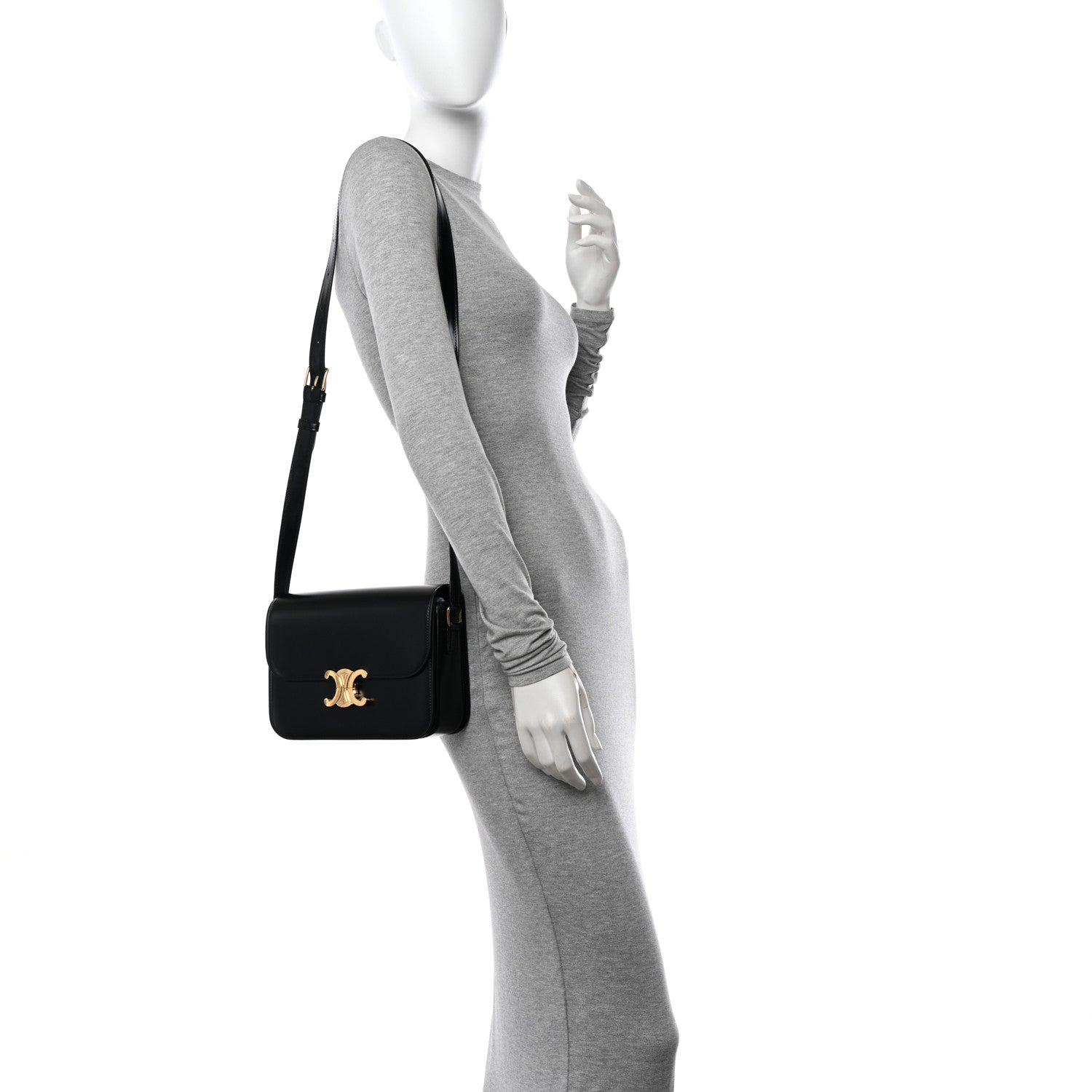 Celine Shiny Calfskin Medium Triomphe Black 2 of 11