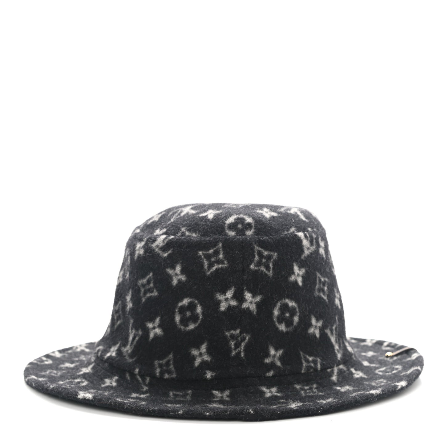 Wool Monogram Match Bucket Hat M Black White