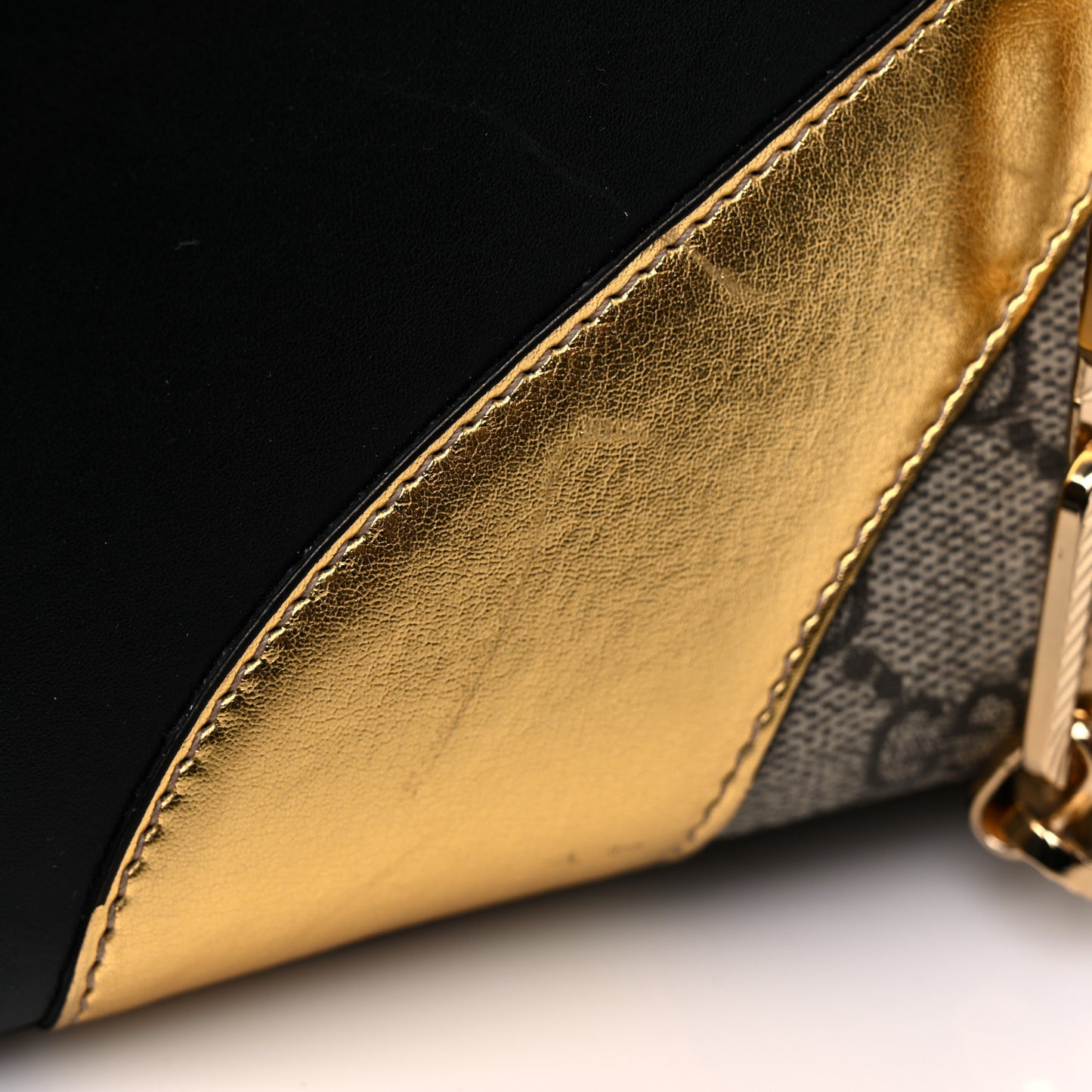 Nappa GG Supreme Monogram Medium Osiride Top Handle Bag Black Oro Vecchio Beige Ebony