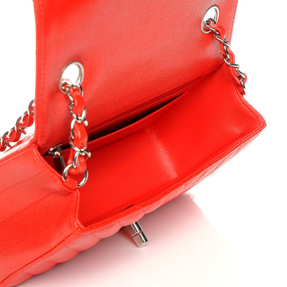 Chanel Caviar Chevron Quilted Mini Rectangular Flap Red 8 of 9