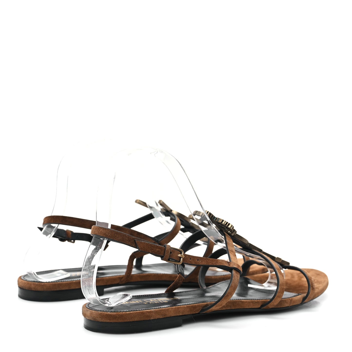 Suede Cassandra Monogram Palm 05 Sandals 40.5 Brown