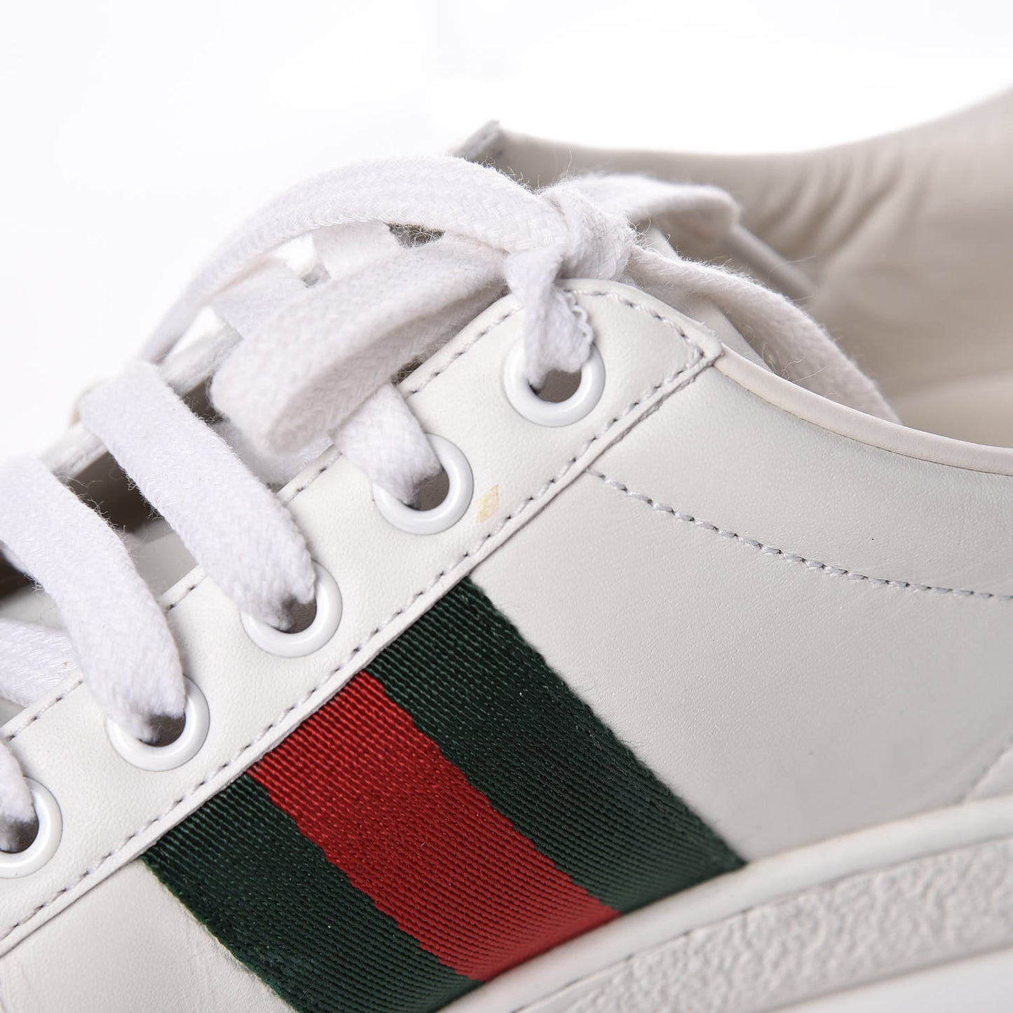 Calfskin Web Pearl Studded Womens Ace Sneakers 36 White