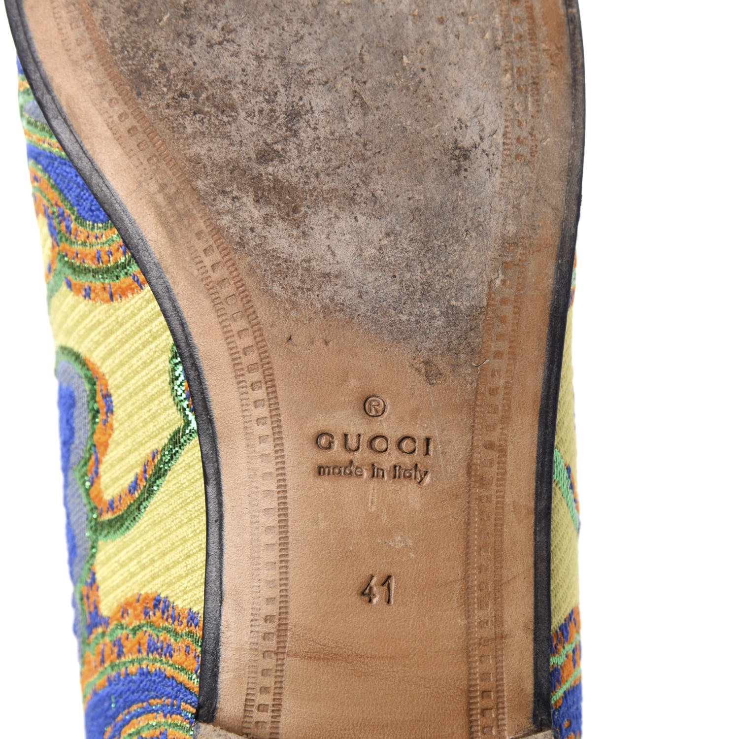 Gucci Jacquard Lambskin Flower Embroidered Womens Horsebit Jordaan Loafers 41 Acid Lime Electric Blue 10 of 11