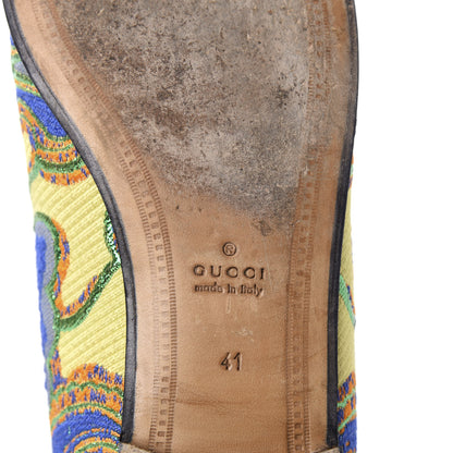 Gucci Jacquard Lambskin Flower Embroidered Womens Horsebit Jordaan Loafers 41 Acid Lime Electric Blue 10 of 11