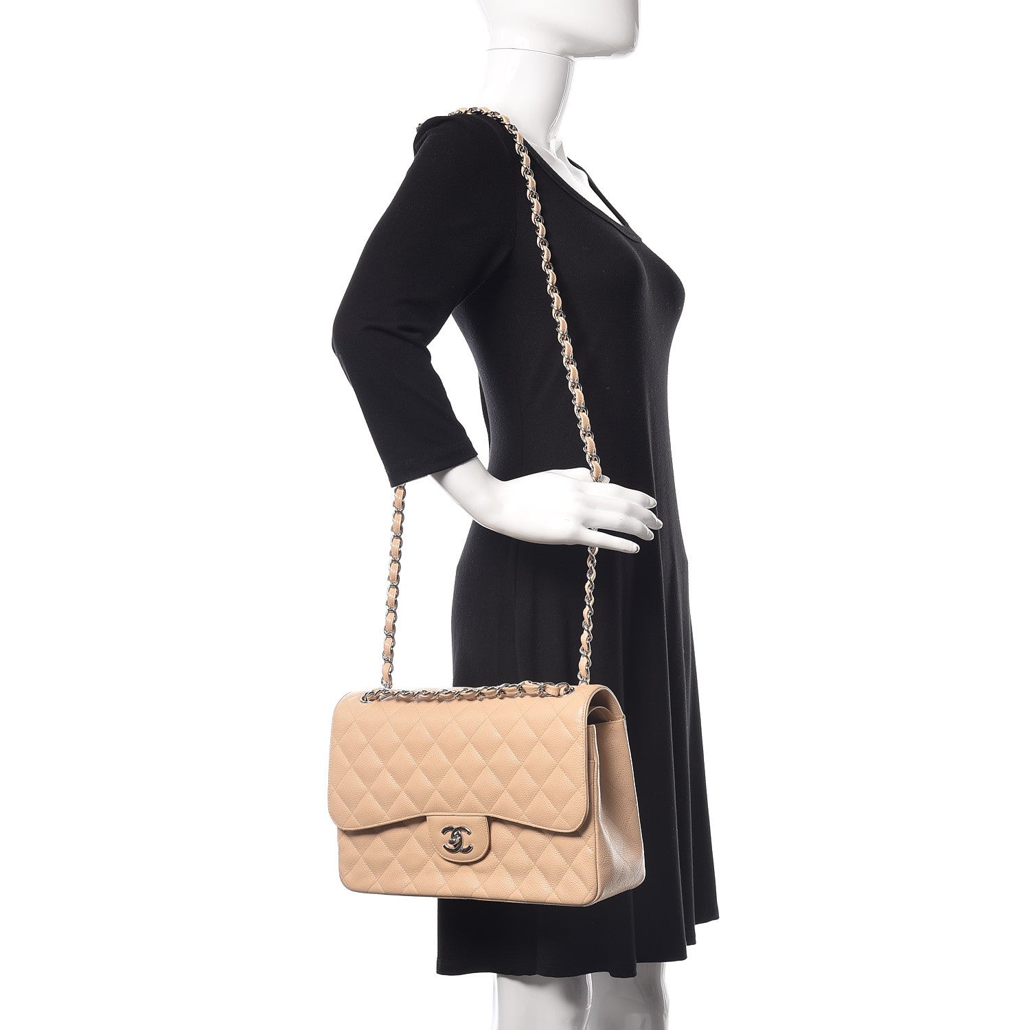 Chanel Caviar Quilted Jumbo Double Flap Beige Clair 2 of 18