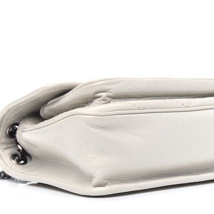 Saint Laurent Crinkled Calfskin Matelasse Monogram Baby Niki Chain Satchel White 9 of 11
