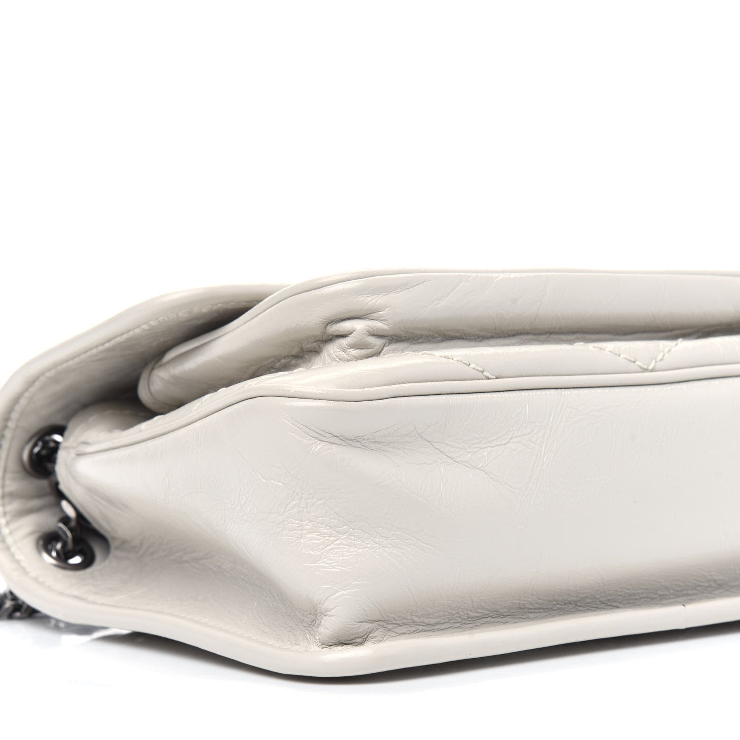 Saint Laurent Crinkled Calfskin Matelasse Monogram Baby Niki Chain Satchel White 9 of 11