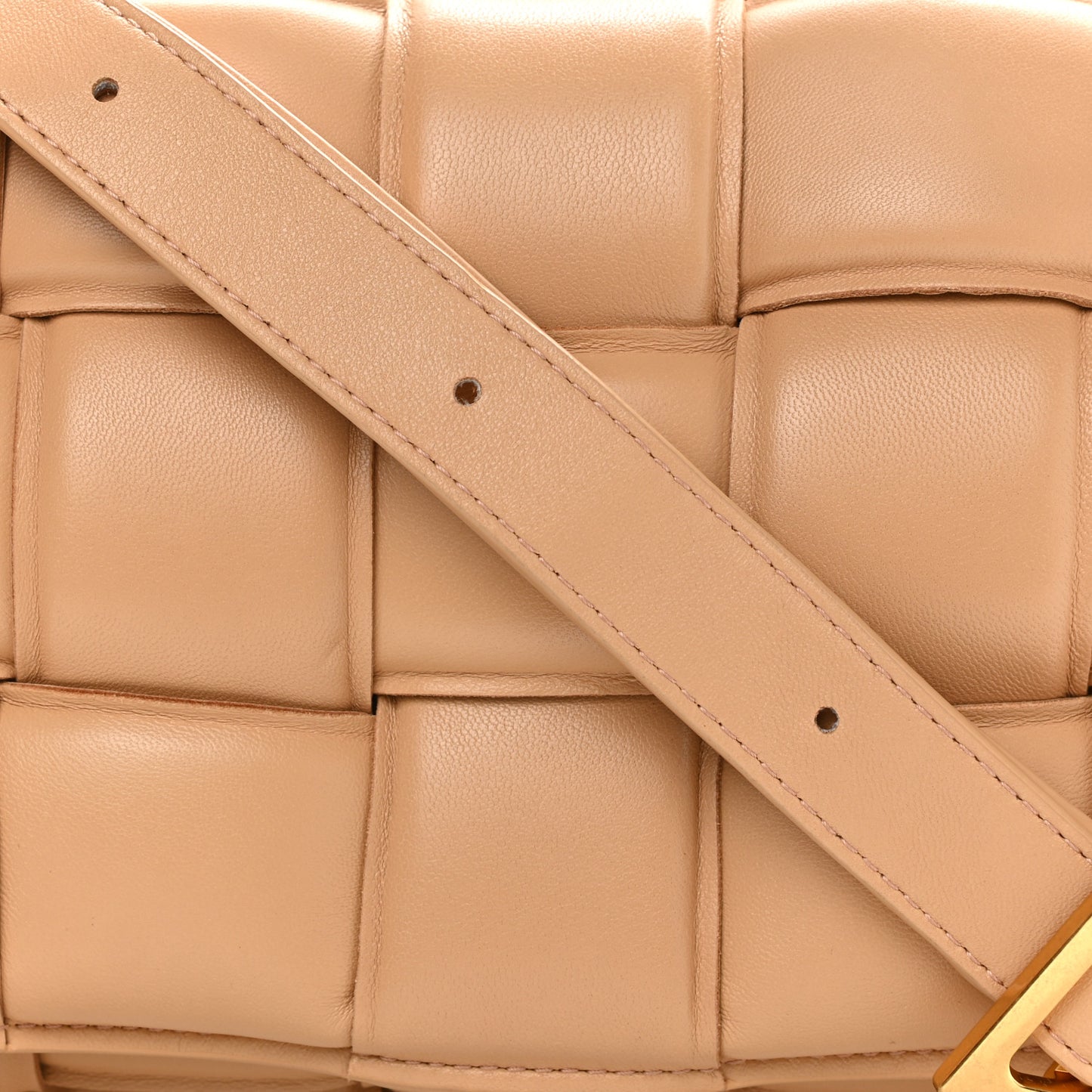 Nappa Maxi Intreccio Padded Cassette Crossbody Bag Almond