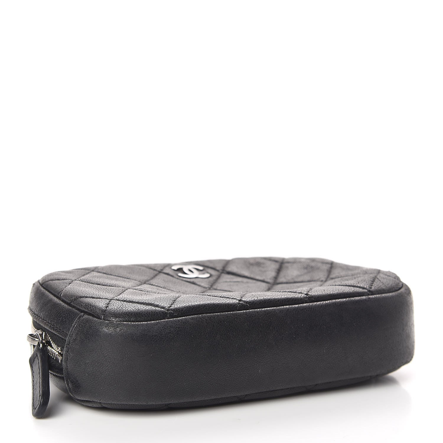 Chanel Lambskin Quilted Small Curvy Pouch Cosmetic Case Black 4 of 8