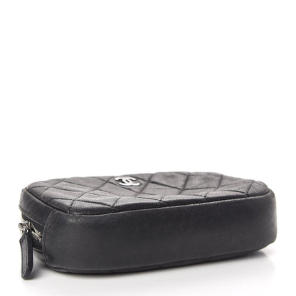 Chanel Lambskin Quilted Small Curvy Pouch Cosmetic Case Black 4 of 8