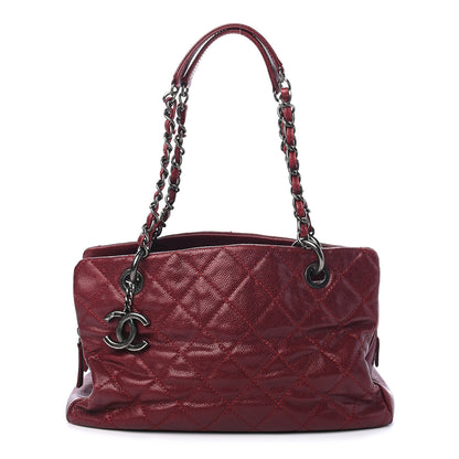 Chanel Iridescent Caviar Quilted Chic Shopping Tote Dark Red 1 of 8